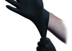 black donning gloves